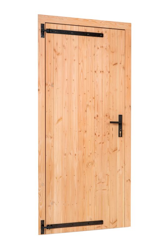 Douglas enkele klampdeur met klein raam B1000xH2050mm buitenmaat, linksdraaiend