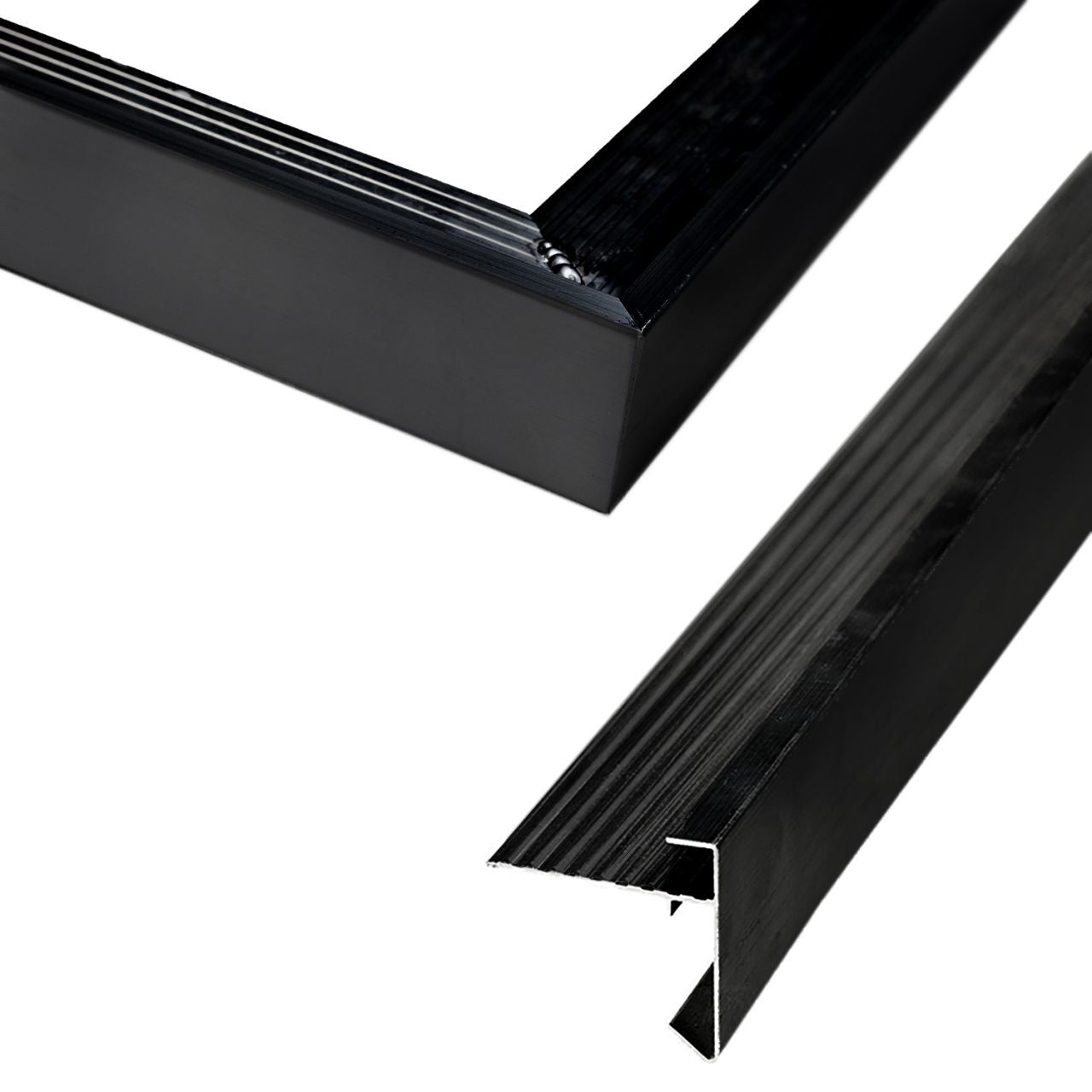 Aluminium daktrim 4,5 x 4,5 x 50 cm - zwart HOEK