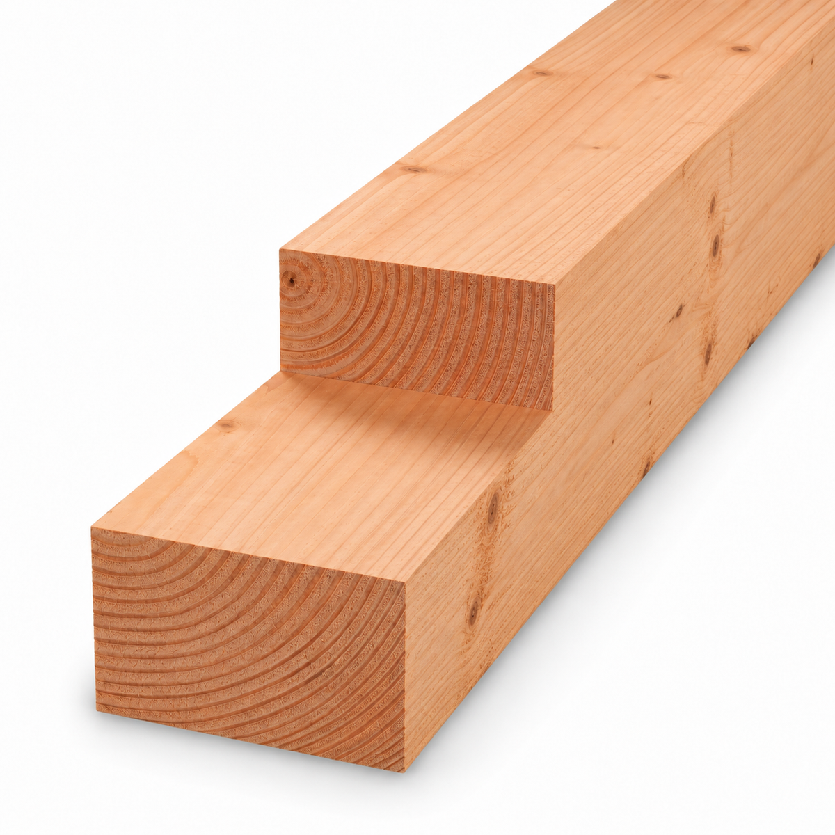 Douglas tussenpaal fijnbezaagd 15 x 15 cm met inkeping, diagonaal van rechtsboven naar linksonder